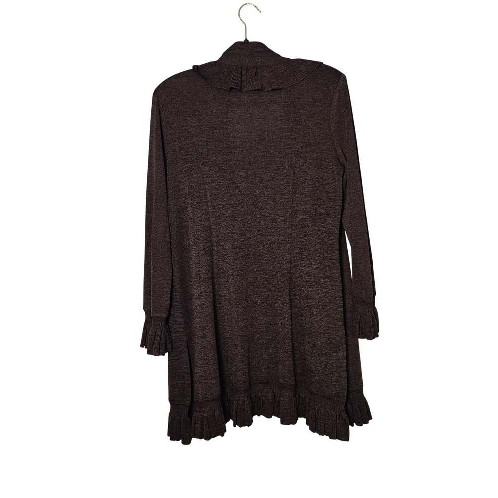 Misook Ruffled Cardigan Brown Womens XS - Picture 5 of 5